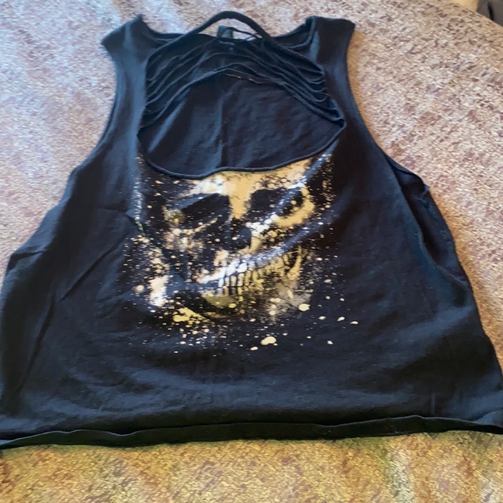 Blank tank top with skull head and v-neck cut out